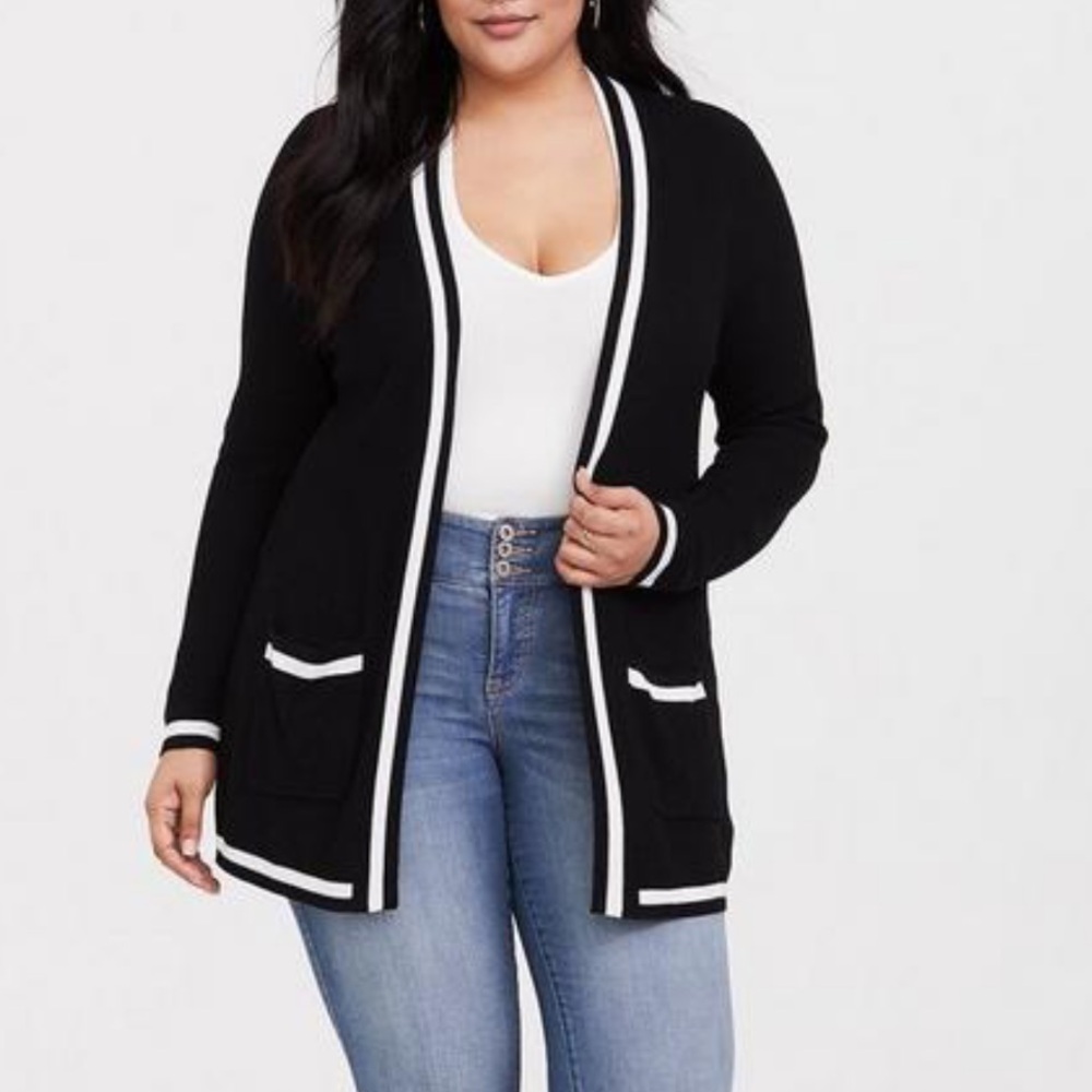 Torrid Black Ribbed Varsity Cardigan size 3x